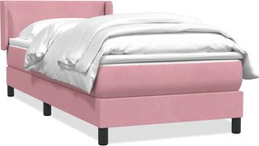 vidaXL Box Spring κρεβάτι με στρώμα ροζ 90x210 εκ. Βελούδινο