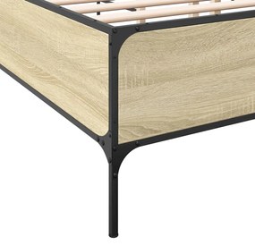 vidaXL Πλαίσιο Κρεβατιού Sonoma Δρυς 140x200 εκ. Επεξ. Ξύλο &amp; Μέταλλο