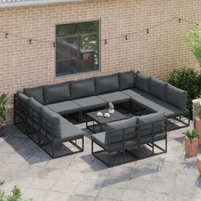 vidaXL Σετ Καναπέ Κήπου 12 pcs Μαύρο 70 x 70 x 32 εκ Αλουμίνιο