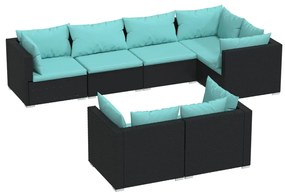 vidaXL Σαλόνι Κήπου 7 Τεμαχίων Μαύρο από Συνθετικό Ρατάν με Μαξιλάρια