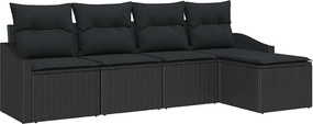 vidaXL Σετ Καναπέ με μαξιλάρι 5 pcs Μαύρο συνθετικό ρατάν