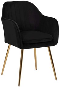 Πολυθρονάκι Sawyer HM8523.04 Βελούδινη Με Πόδια 55x60x83cm Black-Gold Velvet, Metal