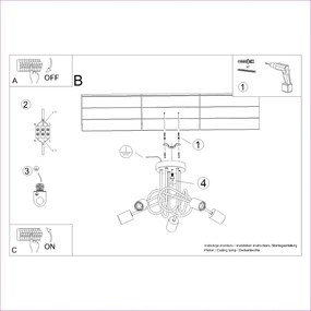 Φωτιστικό οροφής EMBER 5/χάλυβας/ξύλο/5xmax 15W LED
