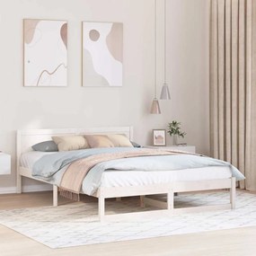 vidaXL Κρεβάτι Λευκό Μασίφ ξύλο πεύκου 140 x 200 εκ Κρεβάτι Ορθογώνιο