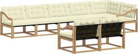 vidaXL Σειρά Καναπέ Εξωτερικού με μαξιλάρι 8 pcs Λευκό και Κρεμ