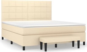 vidaXL Κρεβάτι Boxspring με Στρώμα Κρεμ 160x200 εκ. Υφασμάτινο