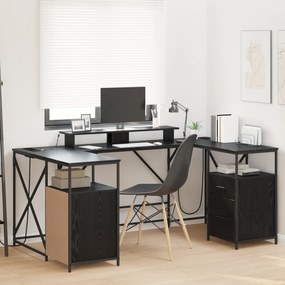 vidaXL Γραφείο Μαύρη Δρυς 182 x 101 x 87.5 εκ. Επεξεργασμένο ξύλο