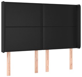 Κεφαλάρι με Πτερύγια Μαύρο 147x16x118/128 εκ. Συνθ. Δέρμα 3119390