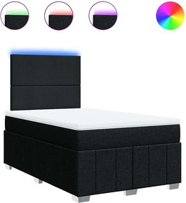 vidaXL Κρεβάτι Boxspring με Στρώμα Μαύρο 120x190 εκ. Υφασμάτινο