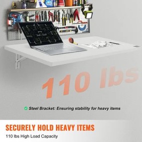 VEVOR Wall Mounted Floating Folding Table Laptop Desk Home Office 39.37x19.69 in