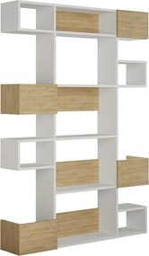Βιβλιοθήκη Niho Megapap χρώμα λευκό - sapphire oak 120x25,3x171εκ.