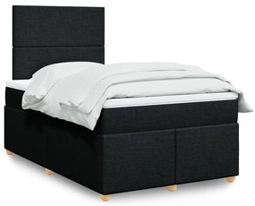 vidaXL Κρεβάτι Boxspring με Στρώμα Μαύρο 120x200 εκ. Υφασμάτινο