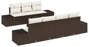 vidaXL Σετ Καναπέ Κήπου 8 pcs Καφέ Πολυ ράταν