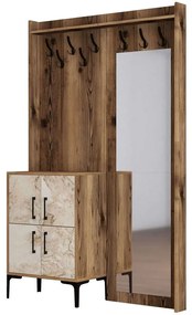 Έπιπλο Εισόδου Berlin 845HCT4209 120x35x200cm Marble Effect White-Walnut Particle Board, Metal
