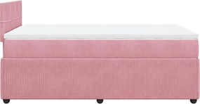 vidaXL Κρεβάτι Boxspring με Στρώμα Ροζ 120x190 εκ. Βελούδινο