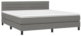vidaXL Κρεβάτι Boxspring με Στρώμα Σκούρο Γκρι 180x200 εκ Υφασμάτιν