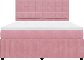 vidaXL Κρεβάτι Boxspring με Στρώμα Ροζ 180x200 εκ. Βελούδινο