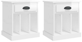 vidaXL Κομοδίνα 2 τεμ. Γυαλιστερό Λευκό 43x36x50 εκ.