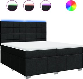 vidaXL Κρεβάτι Boxspring με Στρώμα Μαύρο 200x200 εκ. Υφασμάτινο