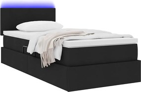 vidaXL LED Κρεβάτι αποθήκευσης με στρώμα Μαύρο 100 x 200 cm Ύφασμα