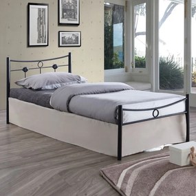 DUGAN Κρεβάτι Μονό, για Στρώμα 90x200cm, Μέταλλο Βαφή Μαύρο 96x205x83cm Ε8068