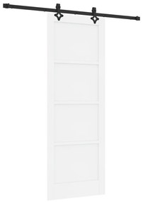 vidaXL Συρόμενη Πόρτα με Σετ Εξαρτημάτων Λευκή 78x211 εκ. Στερεού Πεύκου