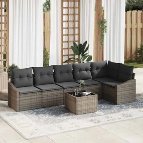 vidaXL Σετ Καναπέ με μαξιλάρι 7 pcs Γκρι συνθετικό ρατάν
