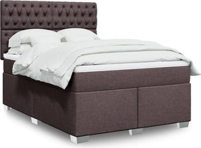 vidaXL Κρεβάτι Boxspring με Στρώμα Σκούρο Καφέ 160x200 εκ Υφασμάτινο