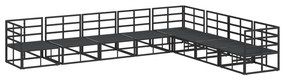 vidaXL Σετ Καναπέ Κήπου 8 pcs Μαύρο 353 x 283 x 71 εκ. Αλουμίνιο
