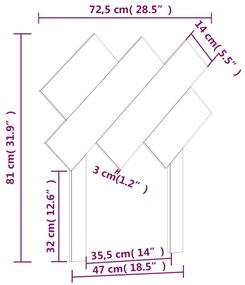 vidaXL Κεφαλάρι Κρεβατιού72,5x3x81 εκ. από Μασίφ Ξύλο Πεύκου