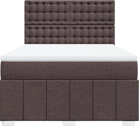 vidaXL Κρεβάτι Boxspring με Στρώμα Σκούρο Καφέ 140x200 εκ Υφασμάτινο