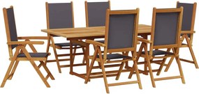 vidaXL Σετ Τραπεζαρίας Κήπου 7 τεμ. Ανθρακί Ύφασμα/Μασίφ Πεύκου