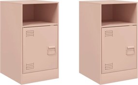 vidaXL Κομοδίνα 2 τεμ. Ροζ 34,5x39x62 εκ. από Χάλυβα