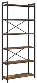 vidaXL Βιβλιοθήκη Καπνιστή δρυς 80 x 30 x 188 εκ Ξύλο και Χάλυβας
