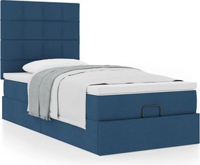 vidaXL Οθωμανικό κρεβάτι με στρώμα μπλε 90x190cm ύφασμα