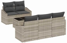 vidaXL Σετ Καναπέ Κήπου με μαξιλάρι 6 pcs Ανοιχτό Γκρι, Σκούρο Γκρι