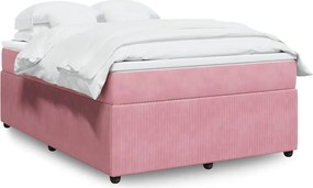 vidaXL Κρεβάτι Boxspring με Στρώμα Ροζ 160x200 εκ. Βελούδινο