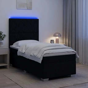 vidaXL Κρεβάτι box spring με στρώμα Μαύρο 90 x 200 cm Ύφασμα