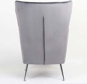 Πολυθρόνα ArteLibre VITTORIA Γκρι Βελούδο 76x79x101cm