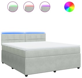 vidaXL Κρεβάτι Boxspring με Στρώμα Ανοιχτό Γκρι 180x200 εκ. Βελούδινο