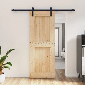 vidaXL Συρόμενη Πόρτα Φυσικό και Μαύρο 80 x 210 cm