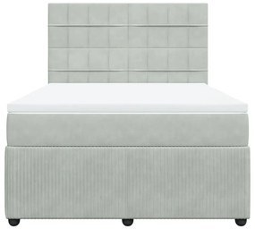 vidaXL Κρεβάτι Boxspring με Στρώμα Ανοιχτό Γκρι 160x200 εκ. Βελούδινο