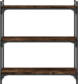 vidaXL Βιβλιοθήκη 3 Επιπέδων Καπνιστή Δρυς 80x30x86 εκ. Επεξεργ. Ξύλο