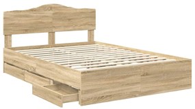 vidaXL Σκελετός Κρεβατιού Δρύς Sonoma 140 x 200 cm Μηχανήματος Ξύλο