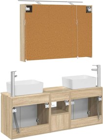 vidaXL Σετ Ντουλαπιών Μπάνιου 4 pcs Sonoma Δρυς Επεξεργασμένο Ξύλο