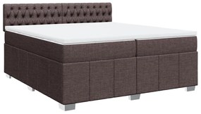 Κρεβάτι Boxspring με Στρώμα Σκούρο Καφέ 200x200 εκ. Υφασμάτινο - Καφέ