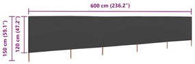 vidaXL Προστατευτικό Αέρα με 5 Πάνελ Ανθρακί 600 x 120 εκ. Υφασμάτινο