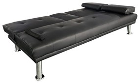 Καναπές Κρεβάτι Τριθέσιος ArteLibre ALFRED Μαύρο PU 164x76.5x79cm