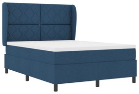 vidaXL Κρεβάτι με Στρώμα Box Spring - Μπλε, 140x190 εκ., Ύφασμα