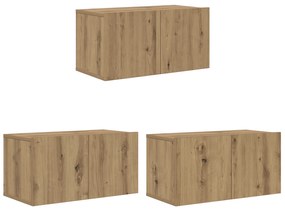 vidaXL Σετ Τραπέζι Τηλεόρασης Οξιά Τέχνης MDF, Βενιέρα Μεσαίο